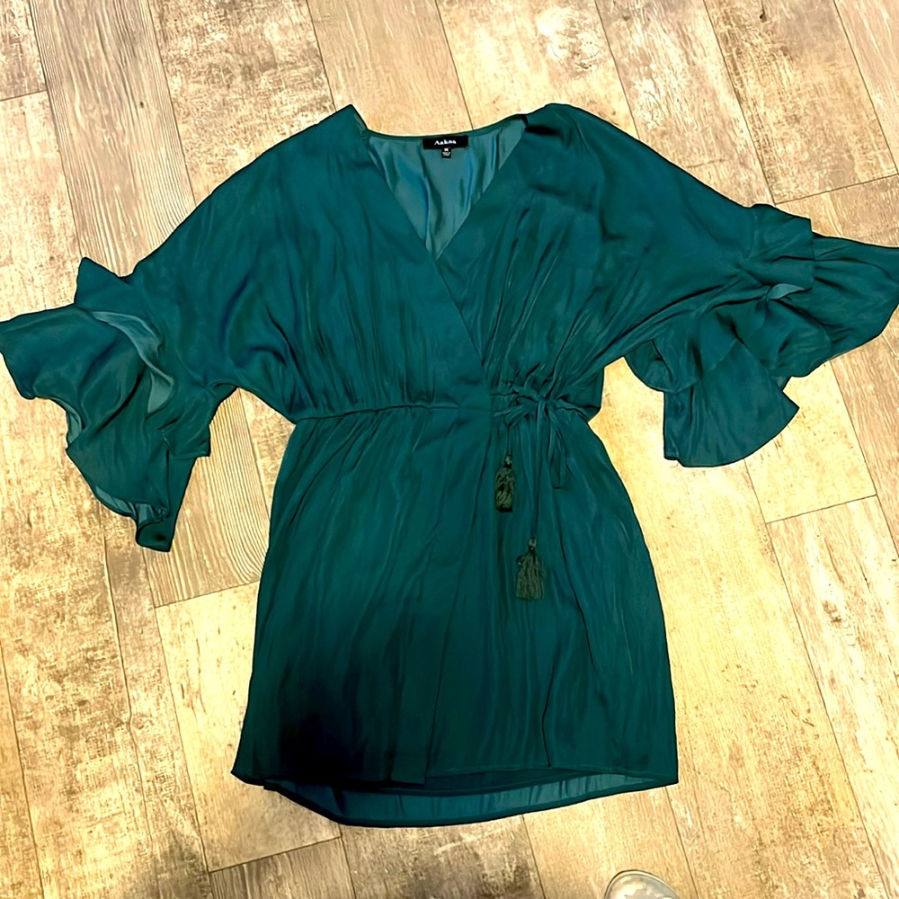 Emerald green wrap dress